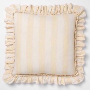 Threshold Cream and White Striped Ruffle Accent Pillow